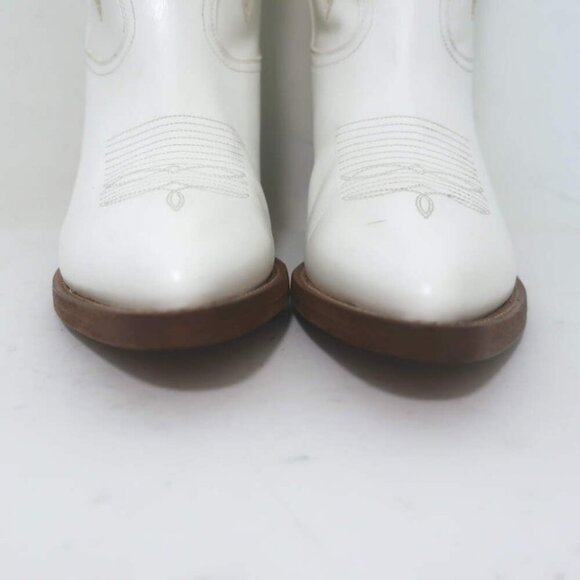 Partlow Abigail 55 Metallic-Embroidered Cowboy Boots White Leather Size 39 - Picture 7 of 16